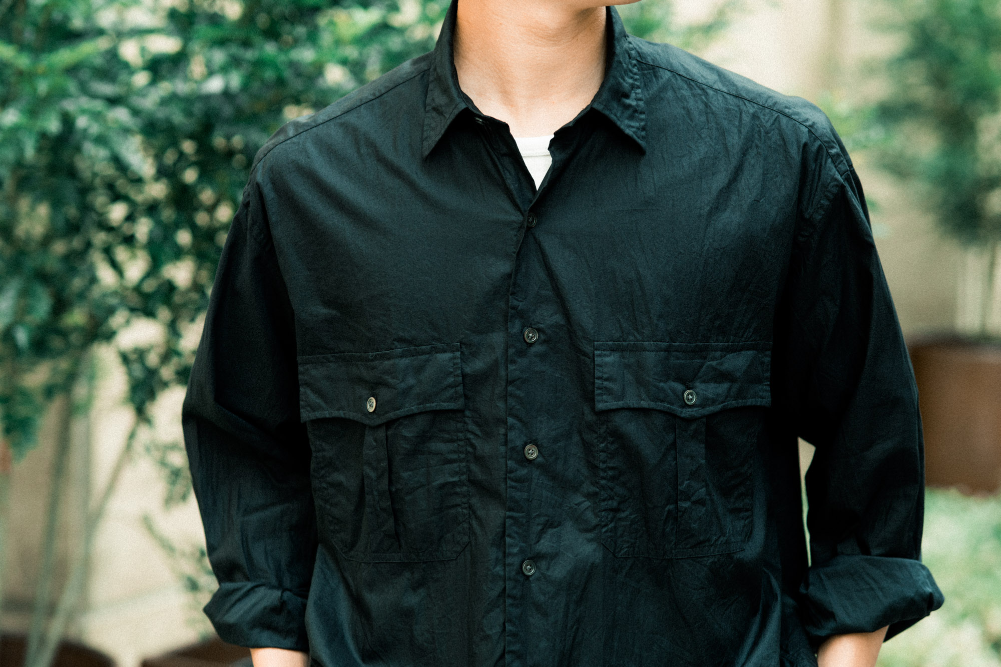 素材を変えてリリース。PORTER CLASSIC ROLL UP MICRO TWILL SHIRTのご