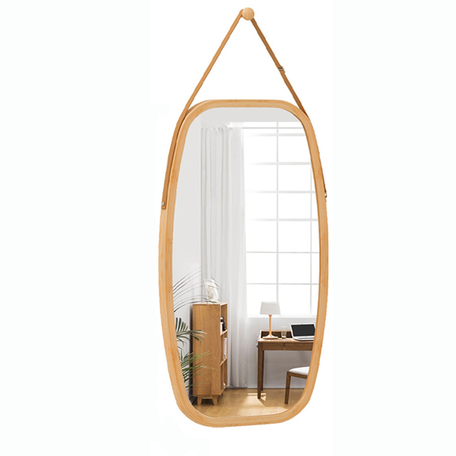 SoBuy 姿見鏡 全身鏡 壁掛け 全身 鏡 ウォールミラー 幅43×高さ77cm 紐