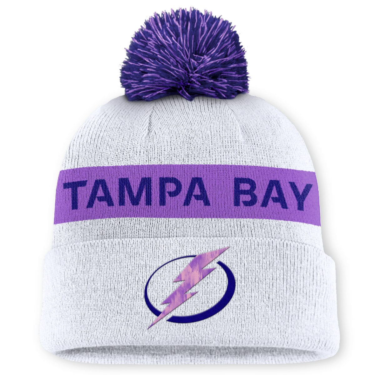 Tampa Bay Lightning Hockey Fights Cancer Locker Room Knit Beanie with