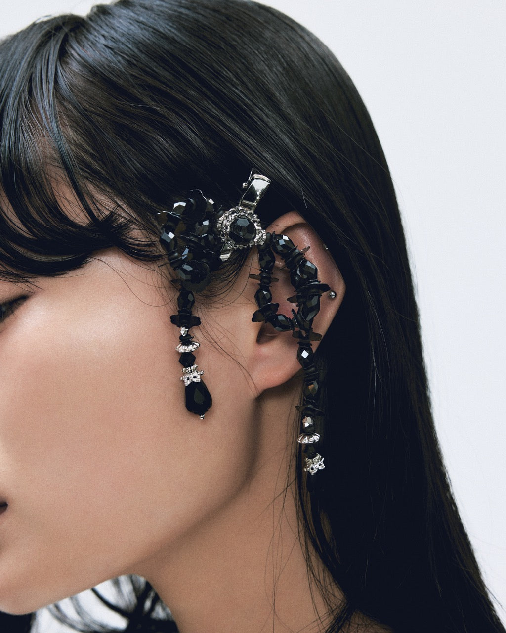 タナカダイスケ| black beads ribbon clip – tanakadaisuke