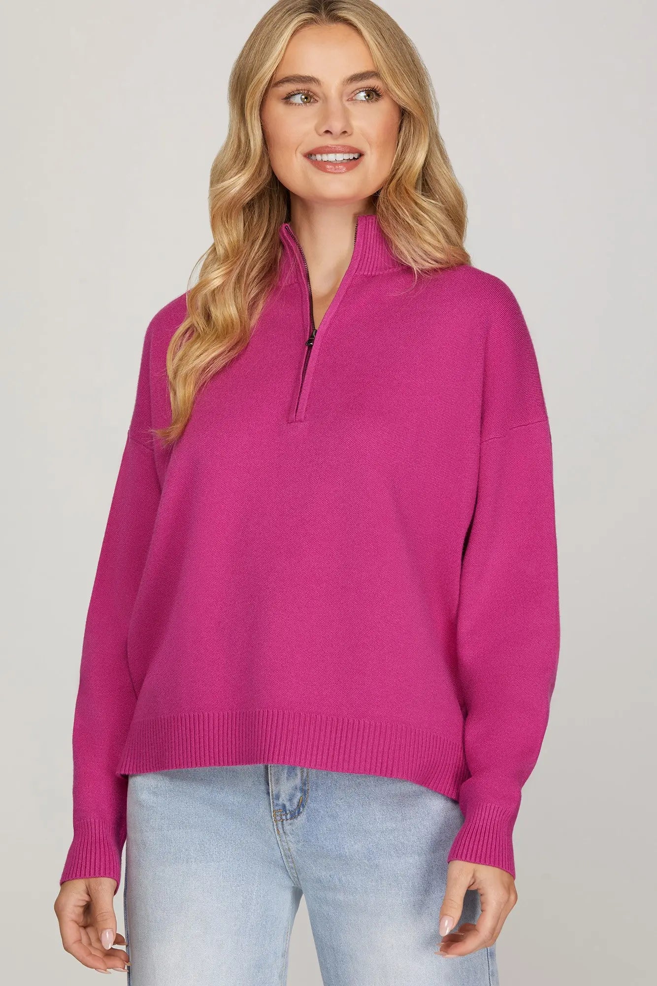 Magenta Quarter Zip Sweater – tangerine cards & gifts