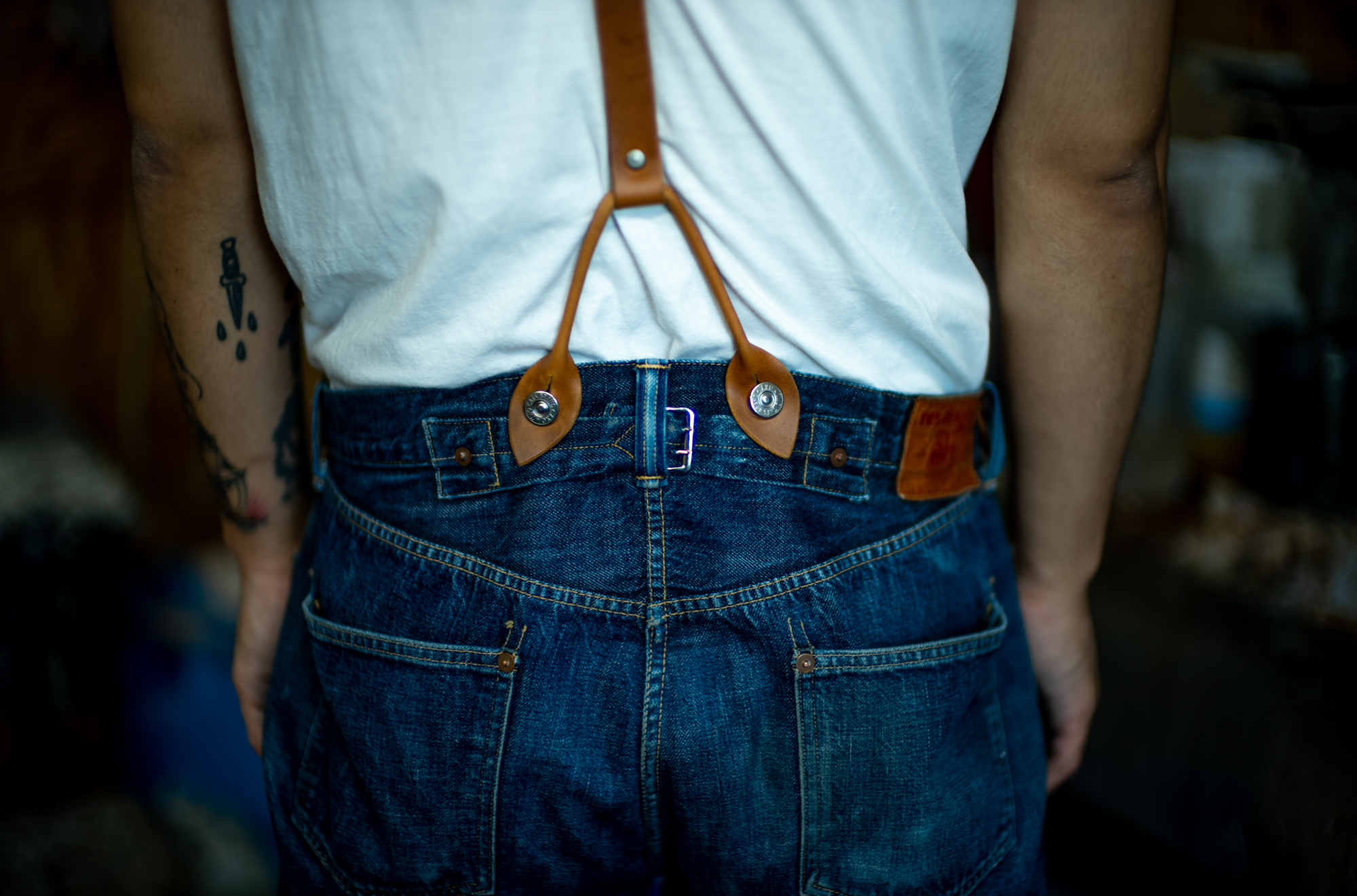 MOTOR☓TCB CHROMEXCEL LEATHER SUSPENDER | TCB jeans