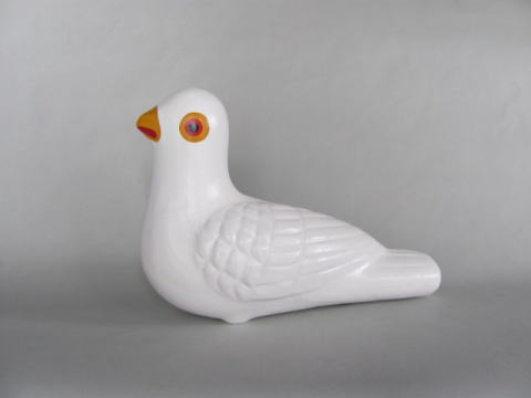 鳩笛（大）赤・白 津軽の郷土玩具 下川原焼土人形｜伝統工芸品・民芸品