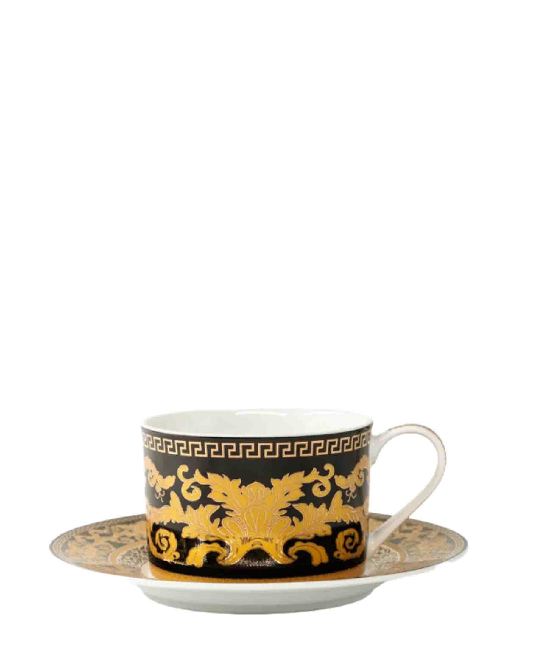 Jenna Clifford Grandeur Cup & Saucer - Black & Gold – The Culinarium