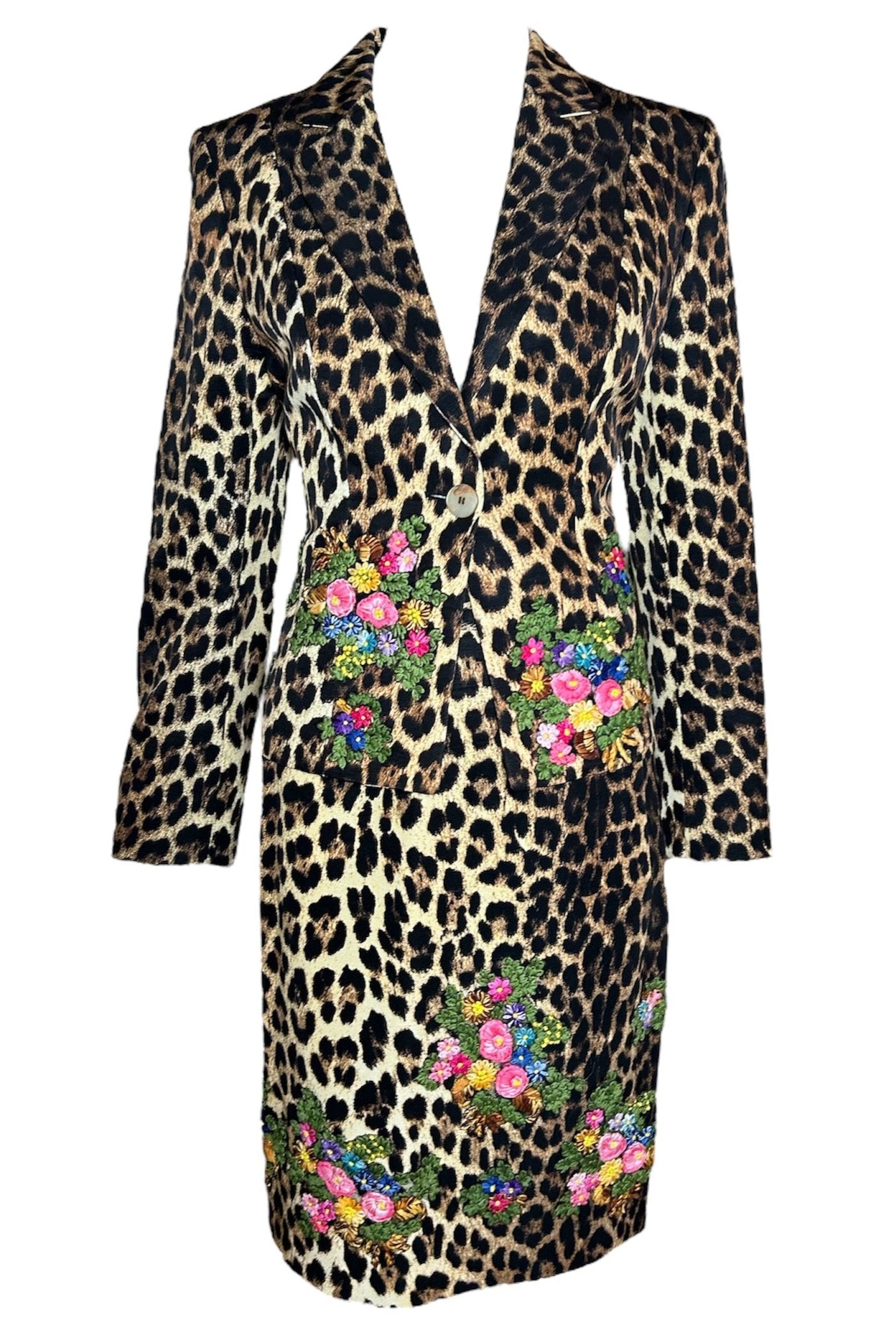 Moschino Cheap & Chic 90s/Y2K Leopard Print Suit with Embroidered