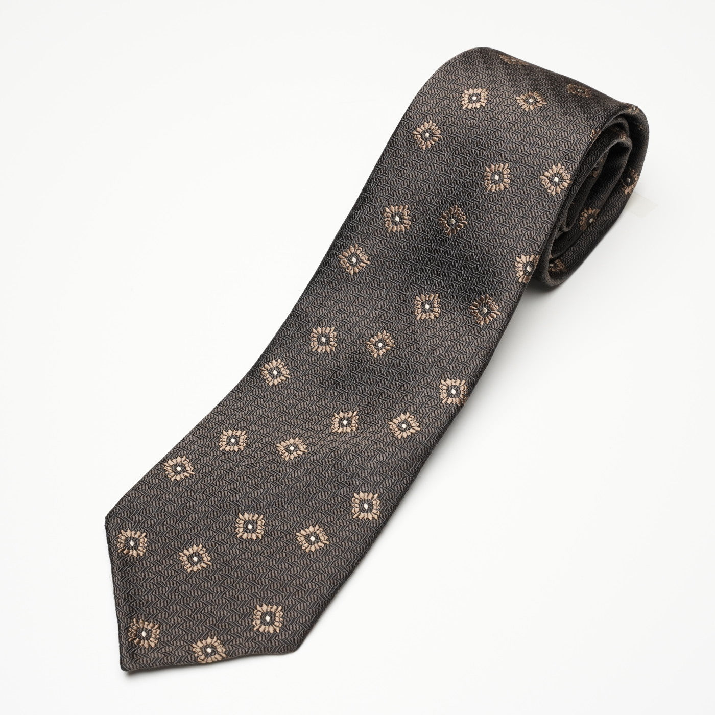 ジオメトリックジャガードネクタイ 丹後産 ハンドロール加工 Geometric