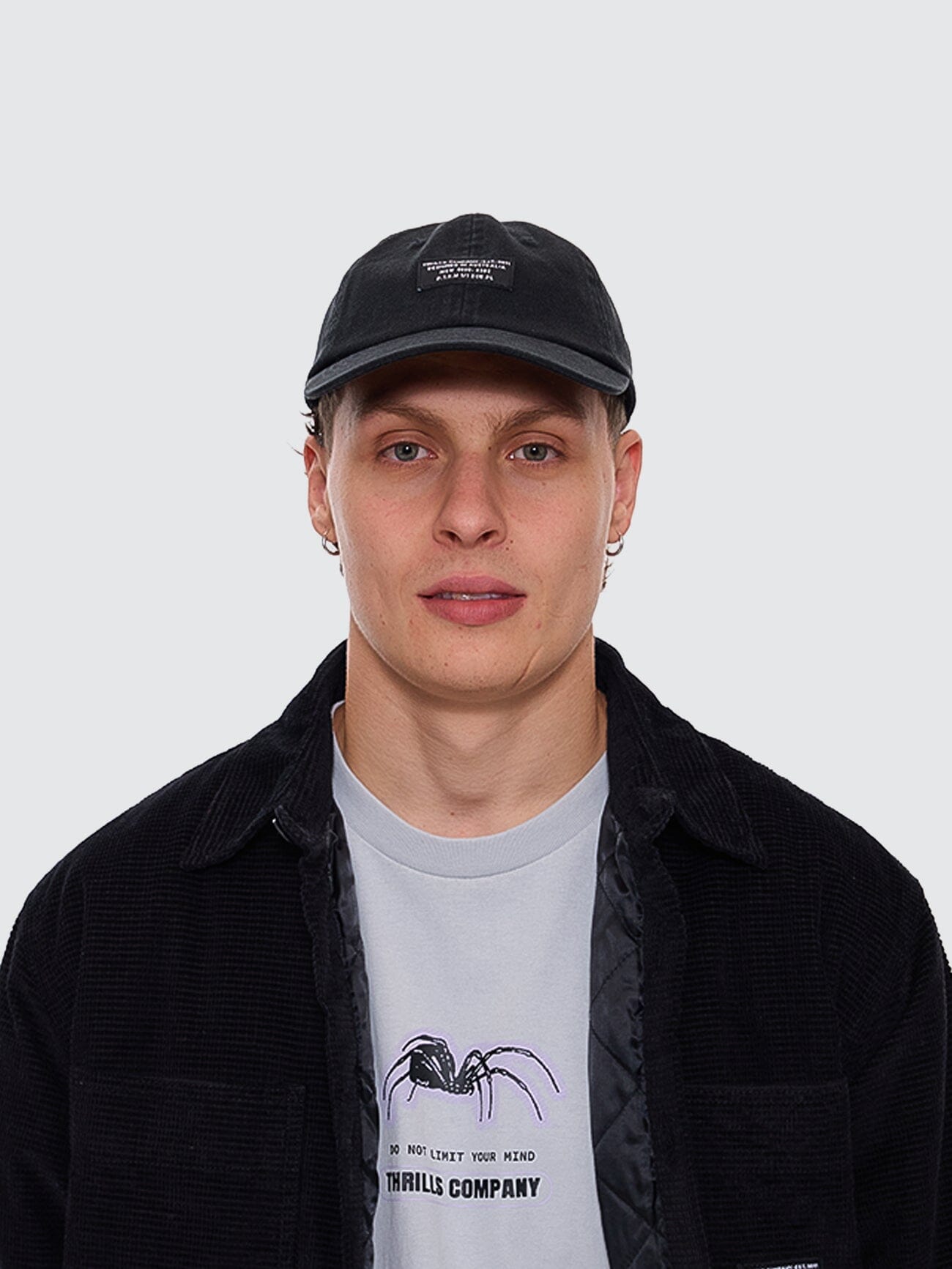 Issued 6 Panel Cap in Black | Thrills Co.