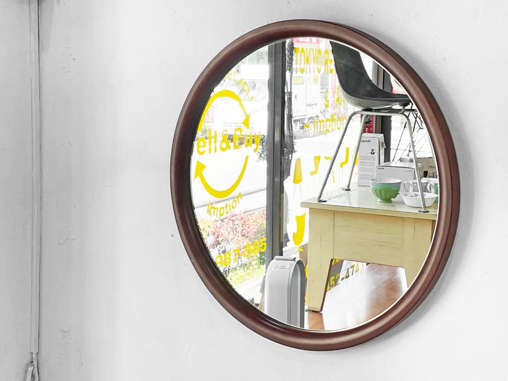 秋田木工 Akimoku 曲木鏡 ラウンド ウォールミラー 丸型 大 壁掛け鏡