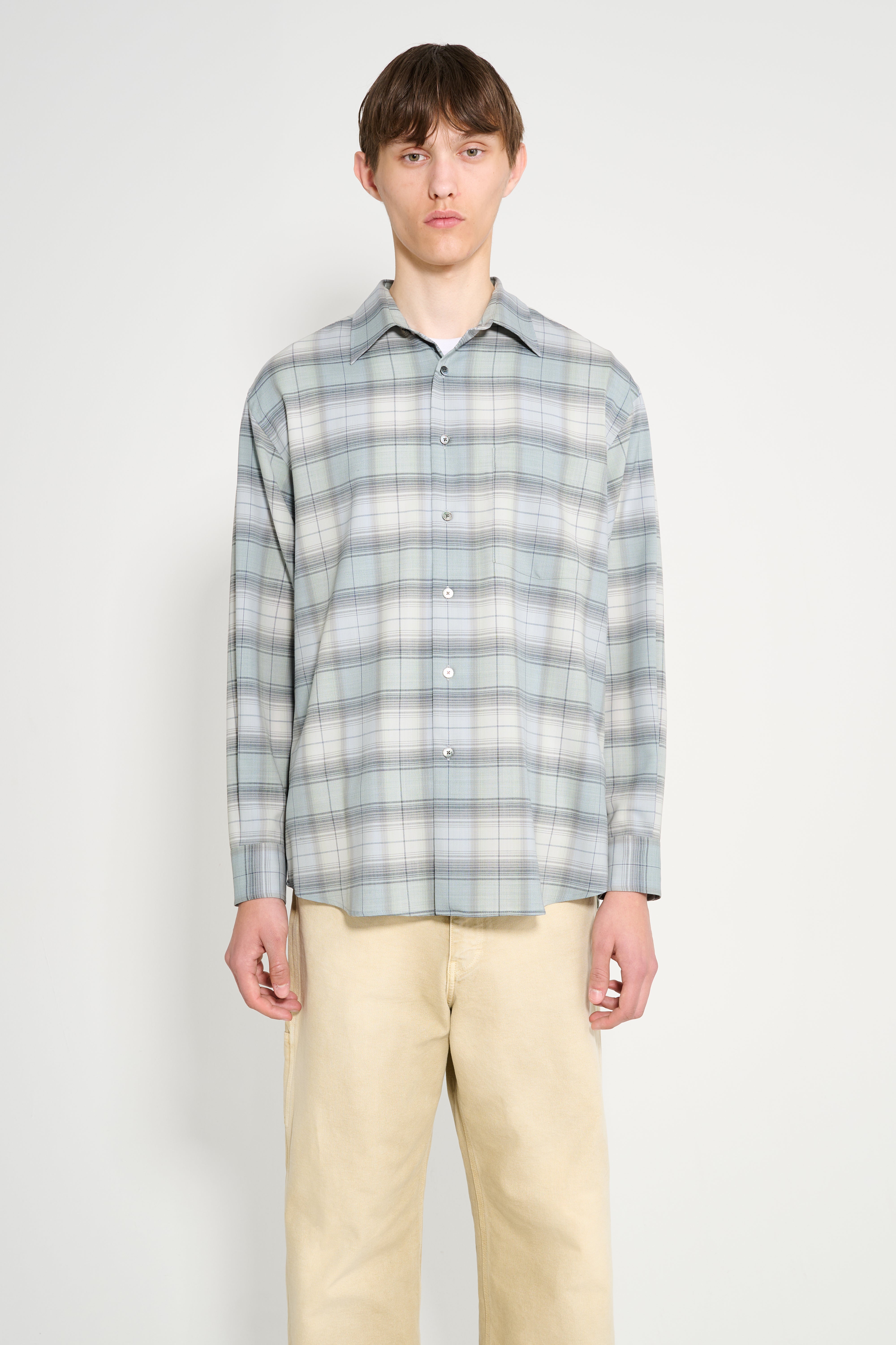 Auralee Super Light Wool Check Shirt Blue Green Check – Très Bien