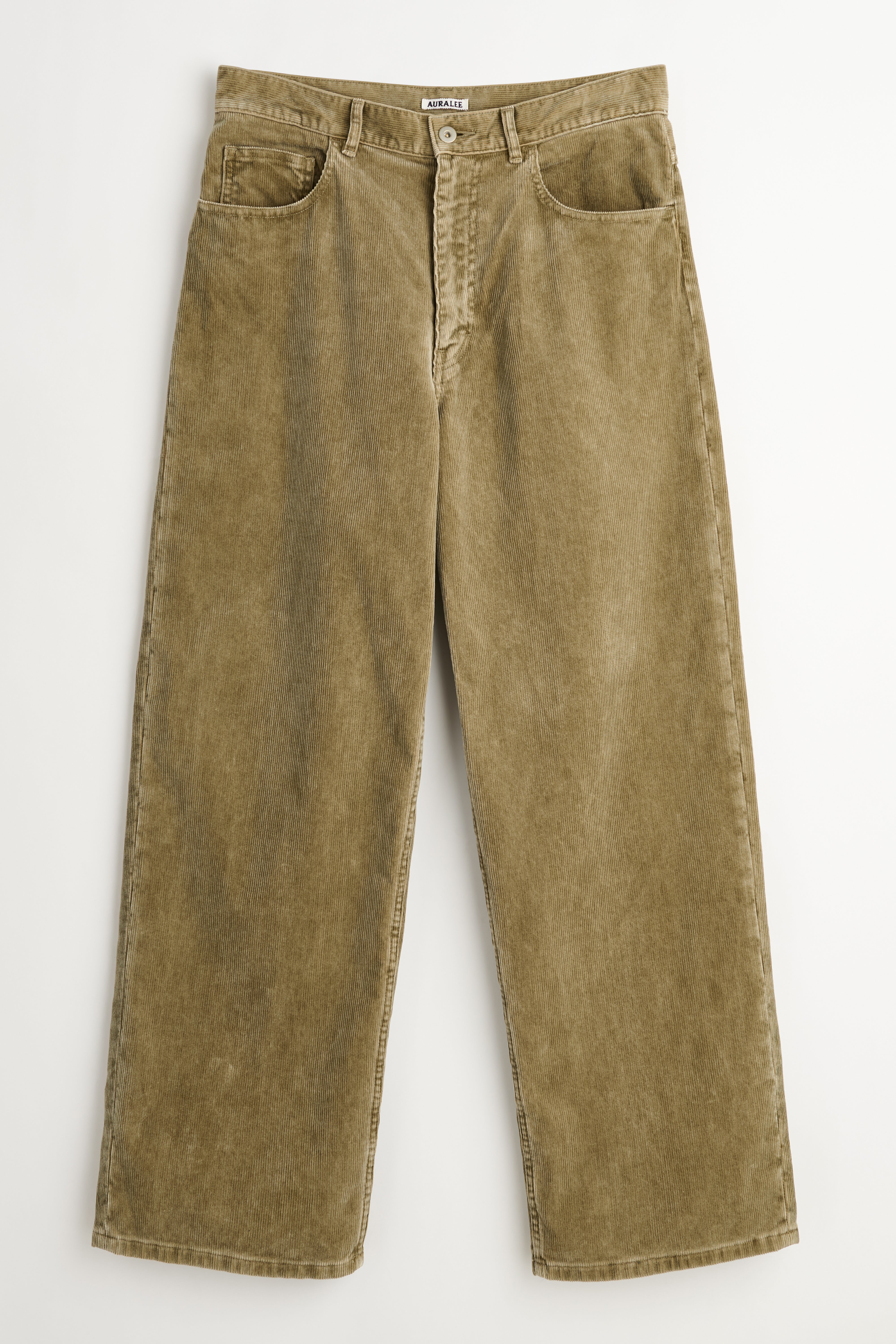 Auralee Pigment Dye Finx Corduroy Wide 5P Pants Olive Brown – Très