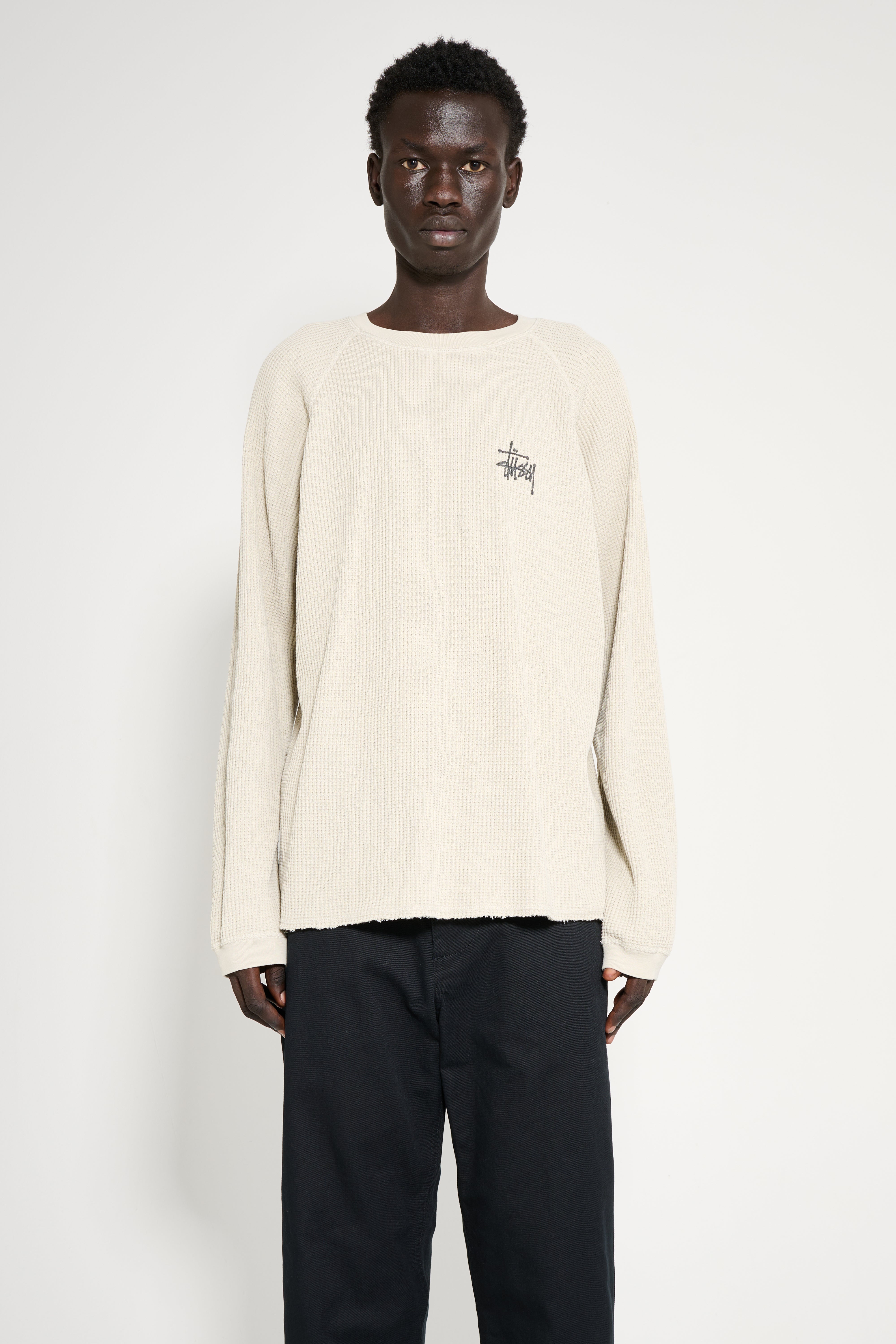 Stüssy Raglan Thermal Basic Stock LS Tee Bone – Très Bien