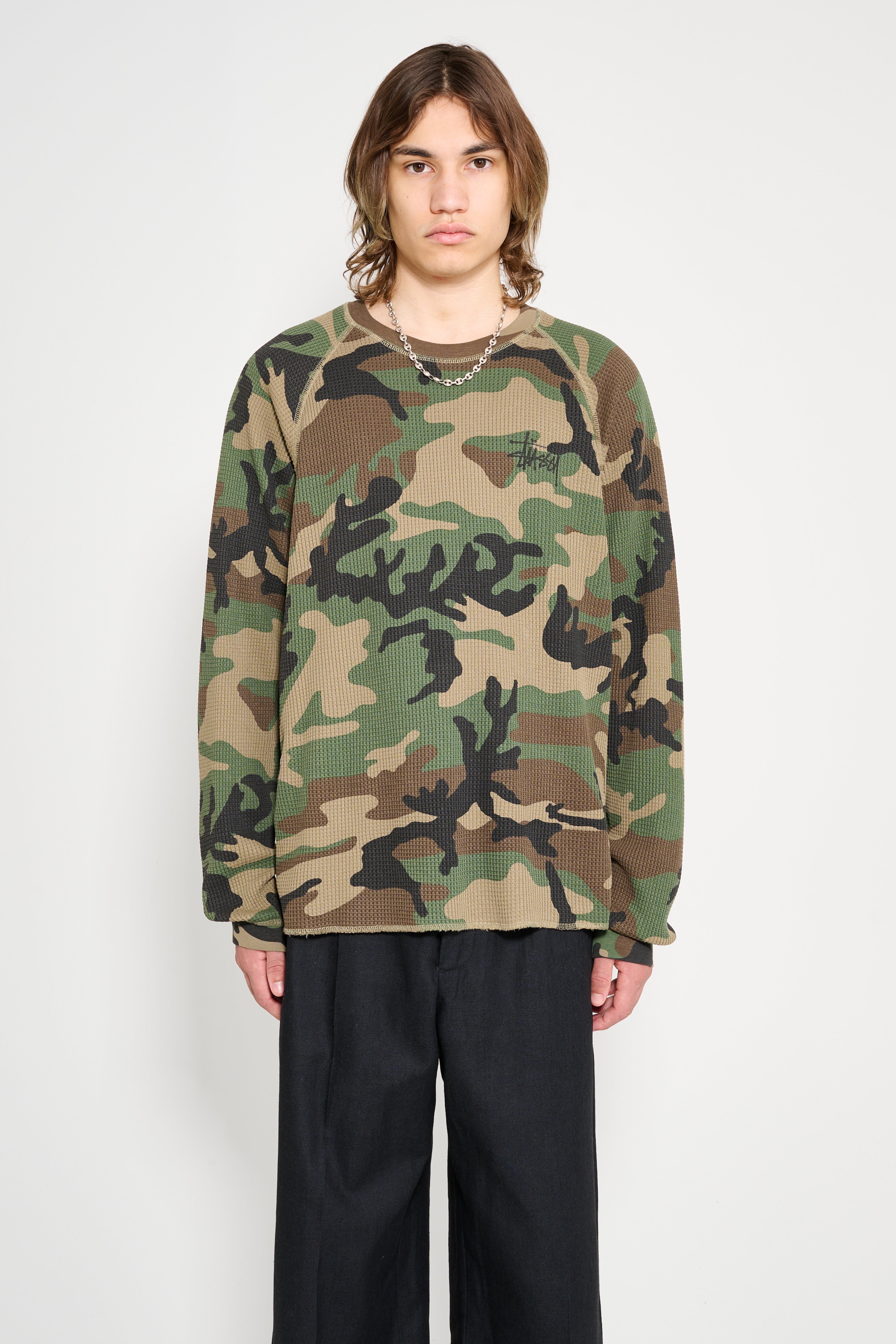 Stüssy Raglan Thermal Basics Stock Woodland Camo – Très Bien