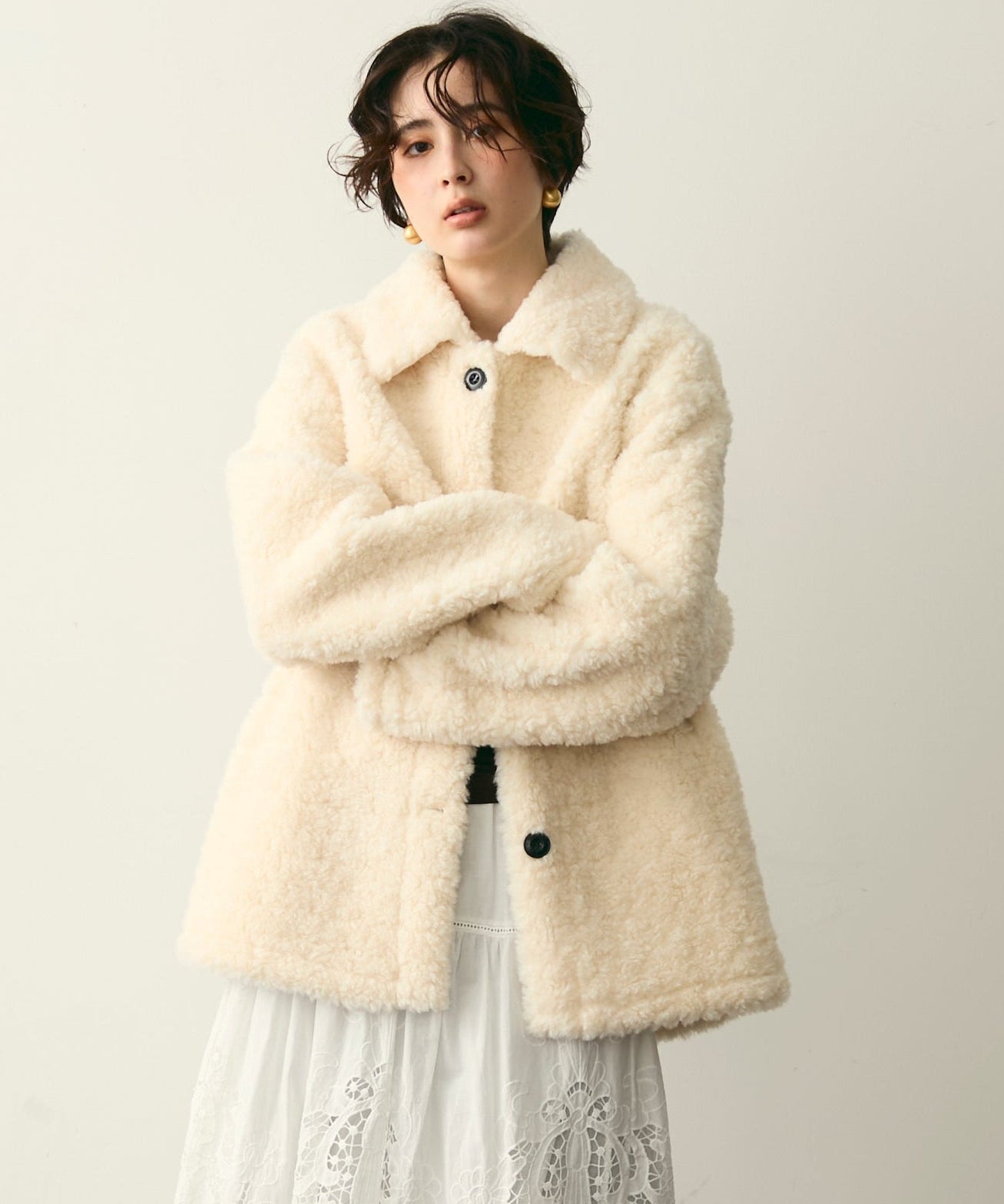 プードルボアステンカラーコート | Trish