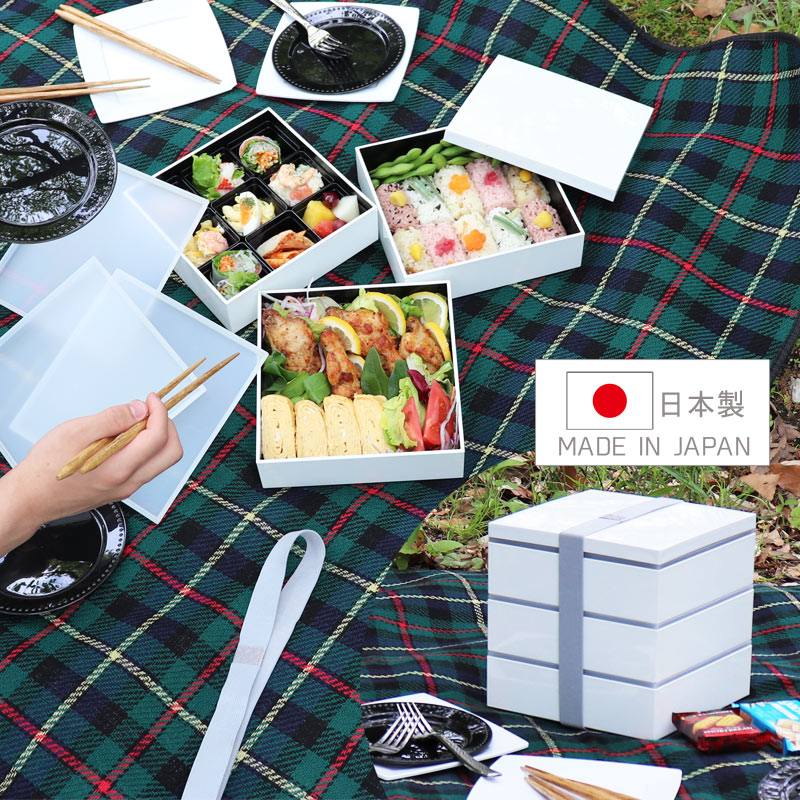 手塗り仕上げ ウルトラミックス スノーホワイト3段重箱三段重 日本製