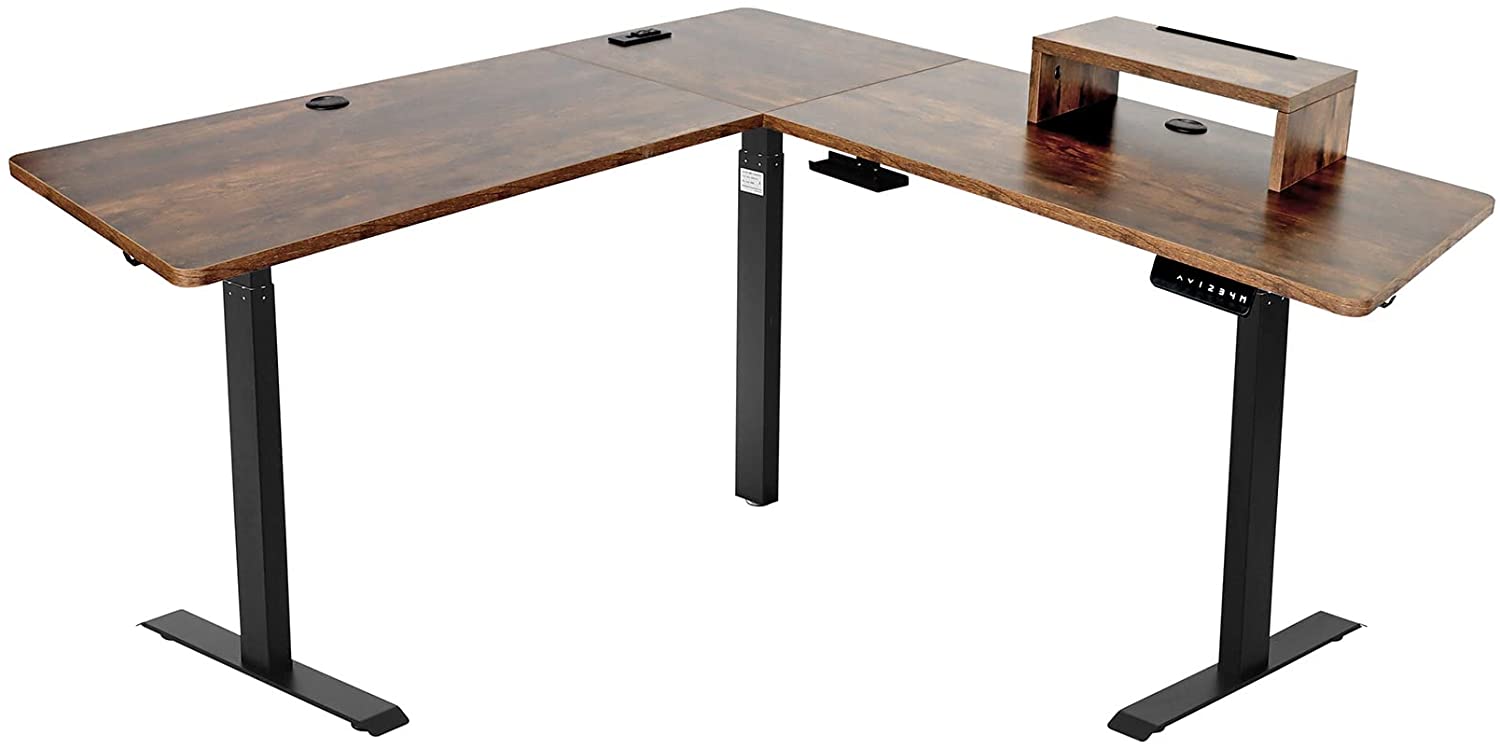 UNICOO – L-Shaped Electric Standing Desk, Triple Motor Height Adjustab