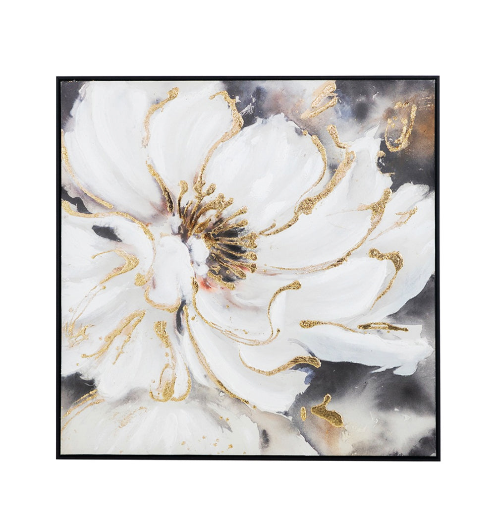 花のアートパネル 92×92cm /モダンでラグジュアリーな大きめのペイント