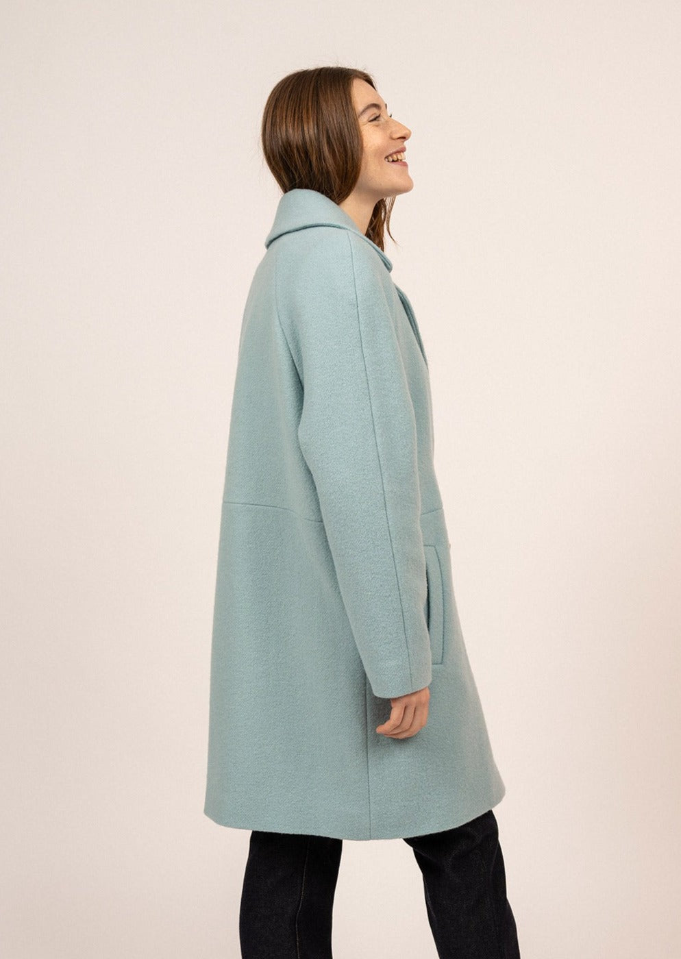 Women's Long Wool Coat | Jade, Wool Blend | Saint James® Official