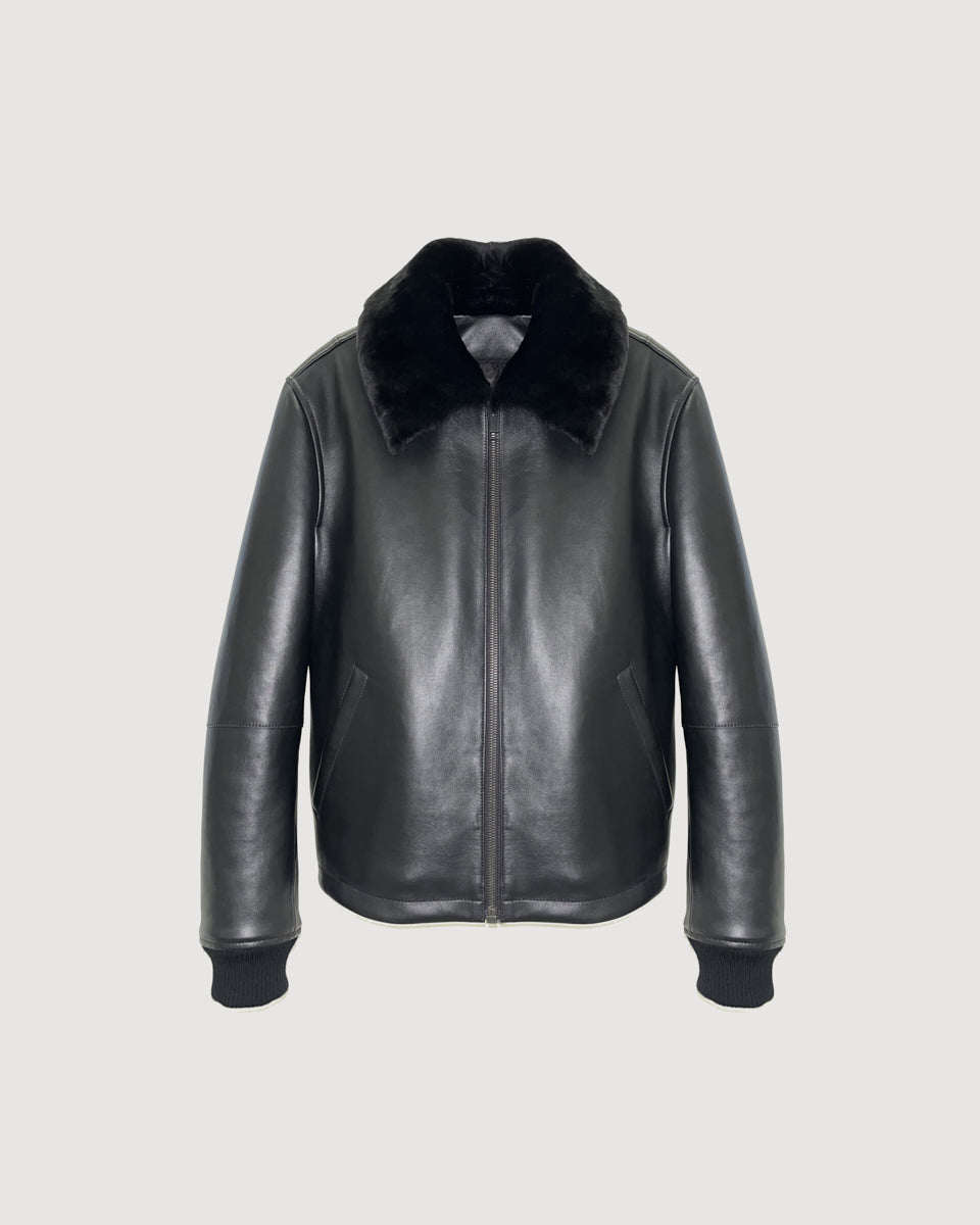 Lamb leather jacket - black - Winter sale – Yves Salomon US