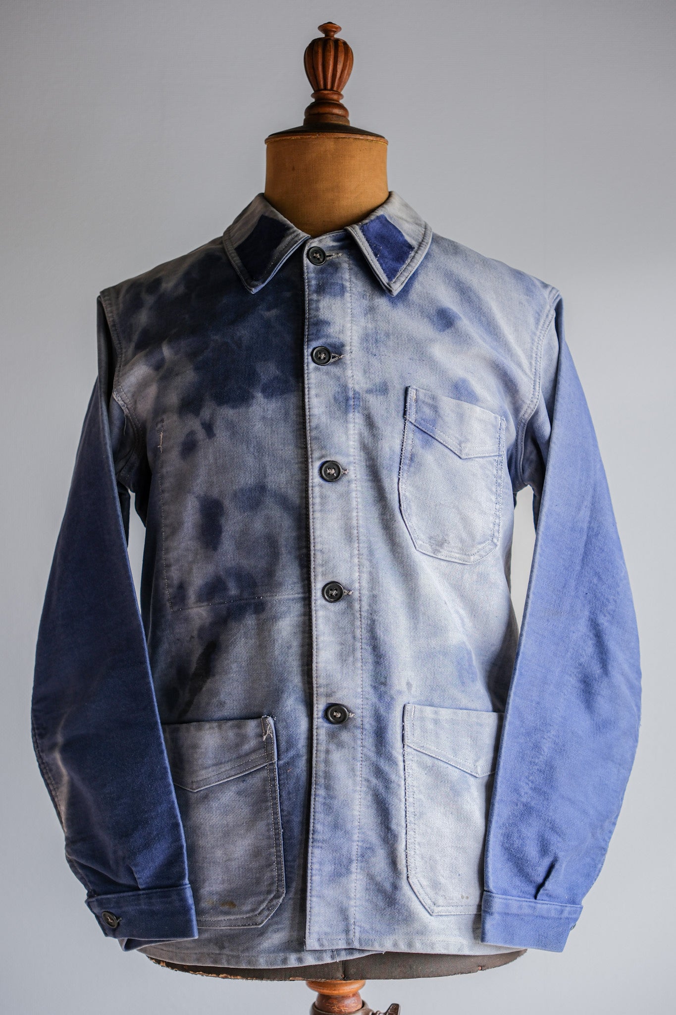 40's】French Vintage Blue Moleskin Work Jacket 