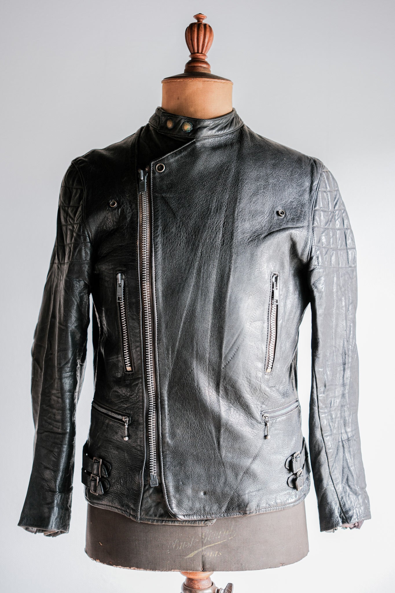 60's】French Vintage Leather Riders Jacket 