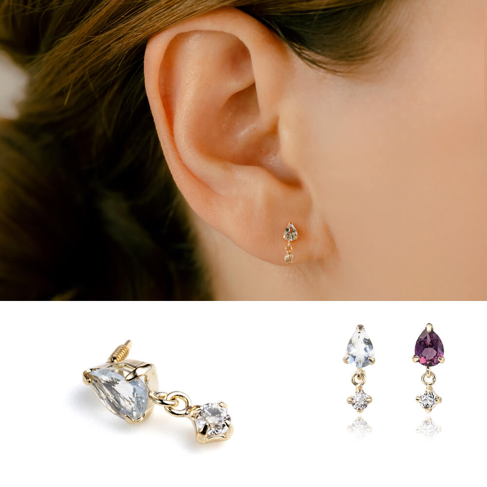 ゴールド&ガーネット・アクアマリン│軟骨ピアスブランド オススメの