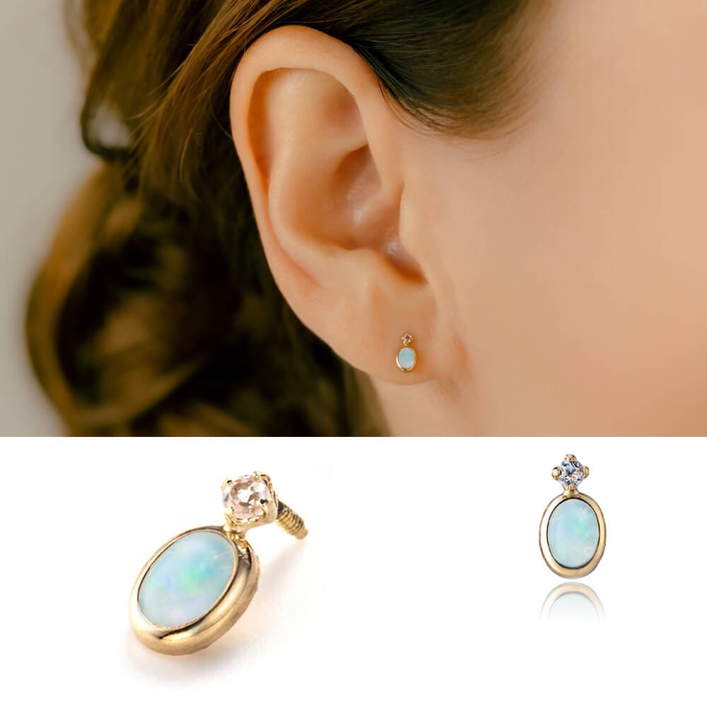 オパールの遊色を軟骨で│K10オパール 軟骨ピアス – PICOLLET