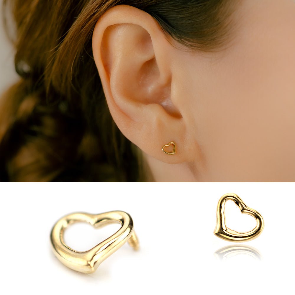 K18YG オープンハート ボディピアス（軟骨ピアス）アウターコンク