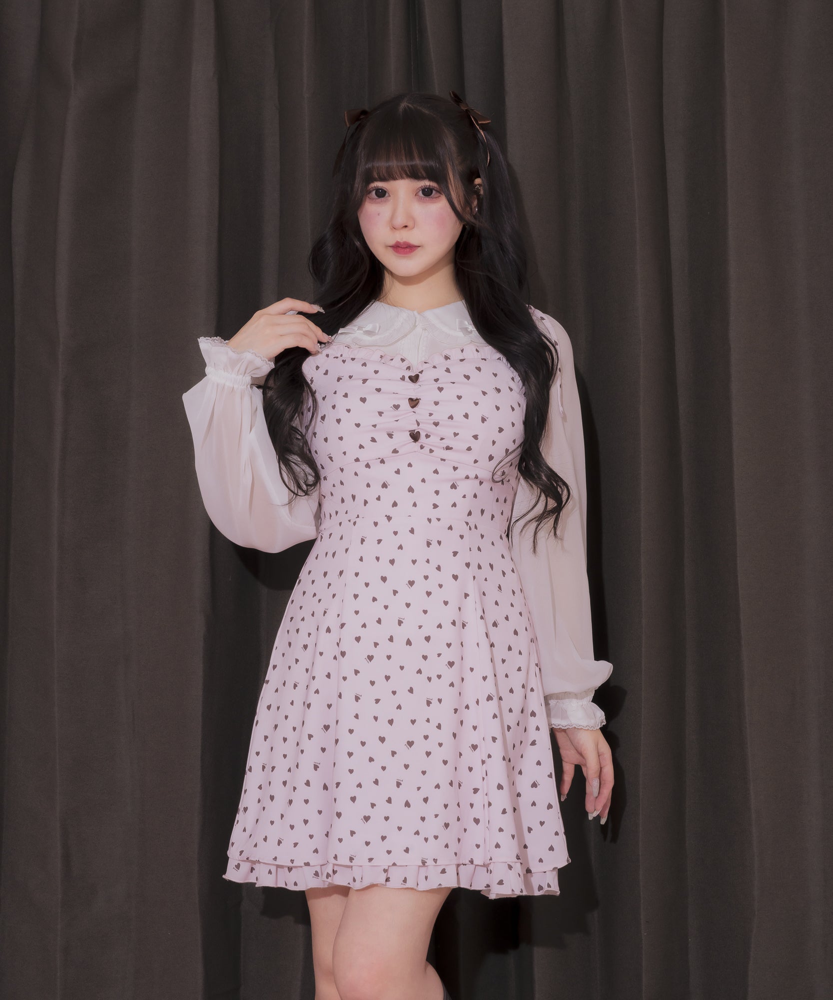 piumハートフリルキャミワンピース