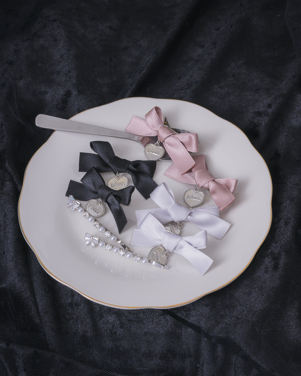 ビジューリボンヘアピンセット – pium