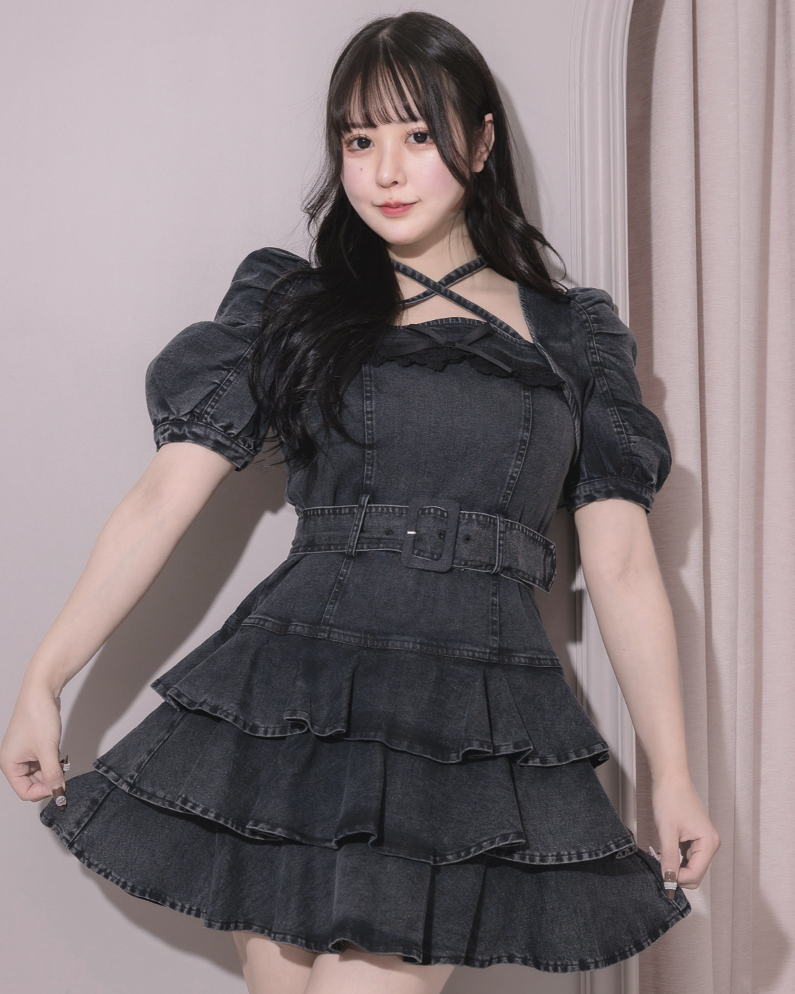 pium ティアードフリルミニワンピース ブラック 【公式通販】