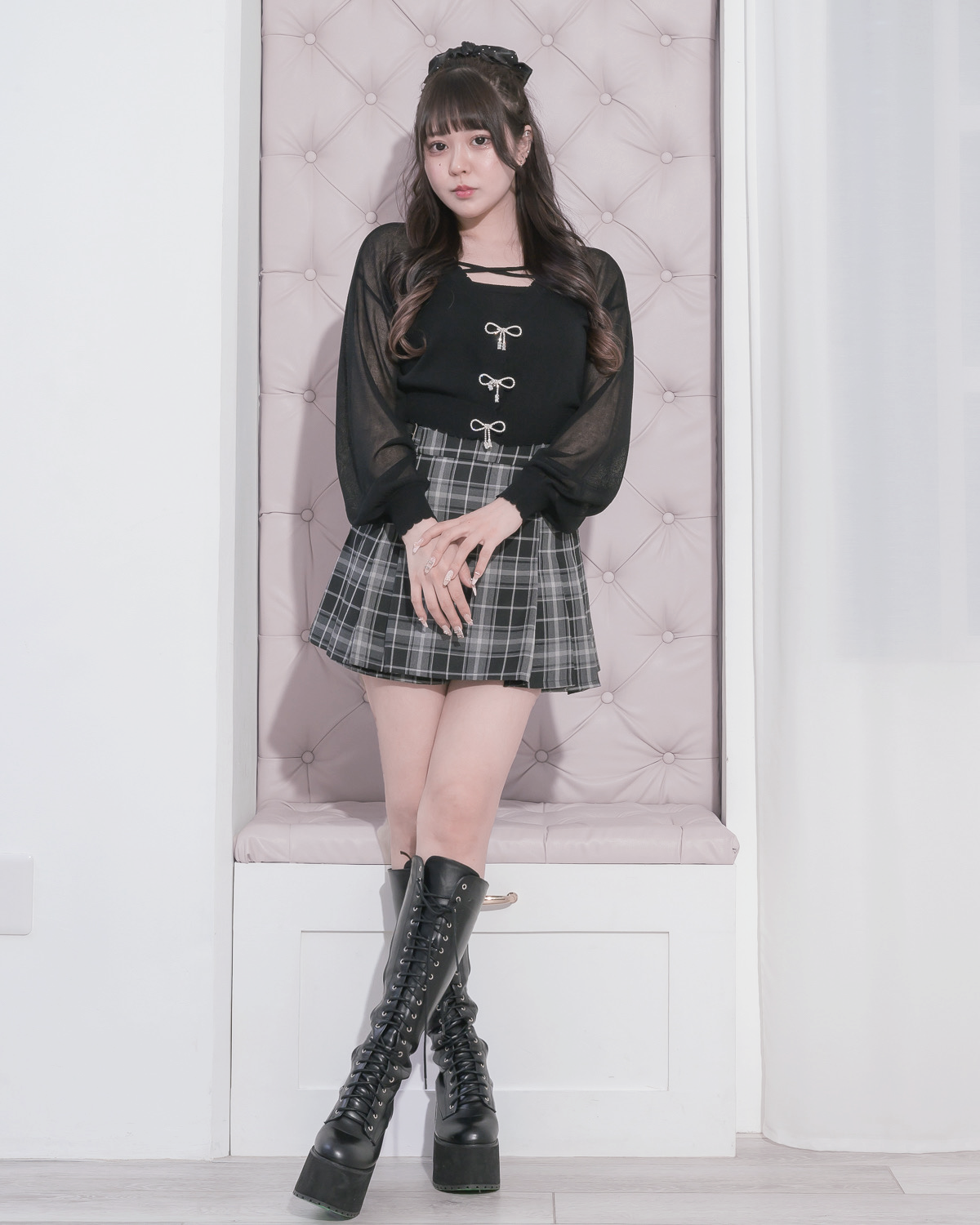 ビジューリボンシアーニットカーデセット – pium