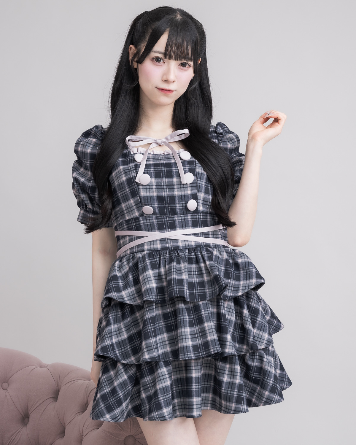 クロスベルト半袖ティアードミニワンピース – pium