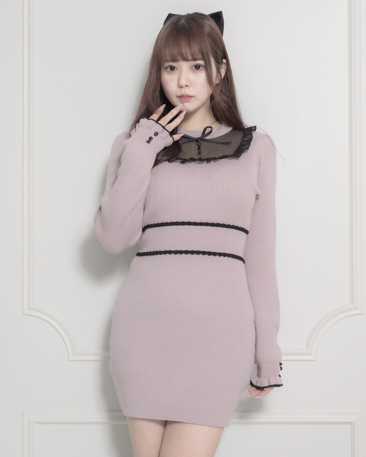 チュールフリルドーリーニットワンピース – pium