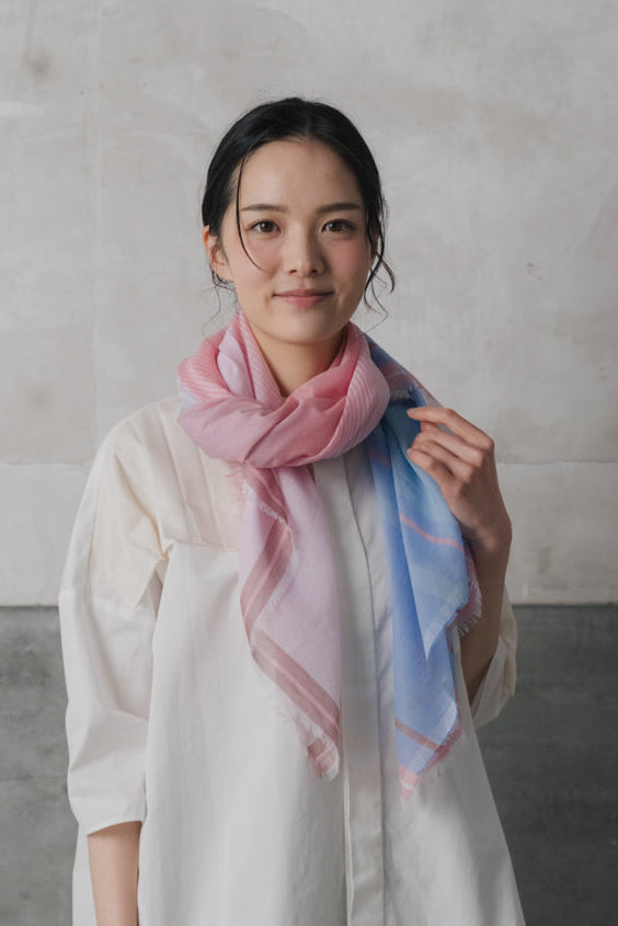 極細コットン播州織ストール Mサイズ col:ピンク(PKSK) – POLS