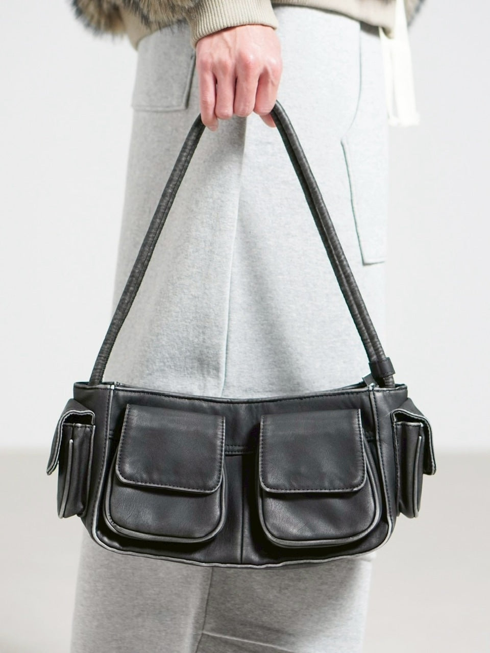 受注制【Chikashitsu +】vintage wash non-leather hand bag