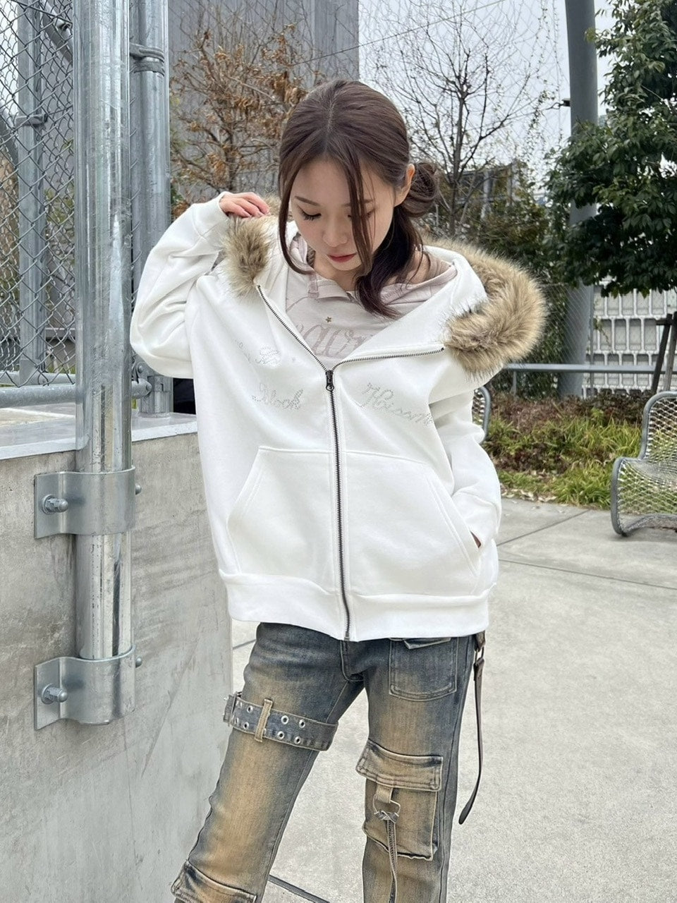 Never mind the XU】fur zip up hoodie (2color) – PRESSING WEB SHOP