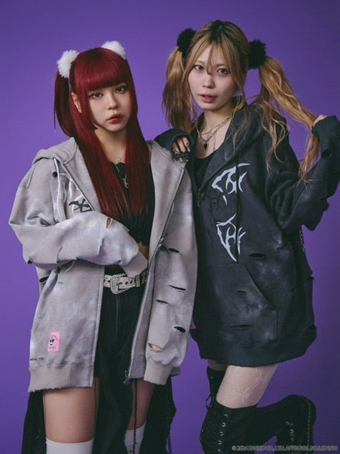 GALFY×KUROMI】イルガルフィームラ染めZIPパーカー / 【ガルフィー