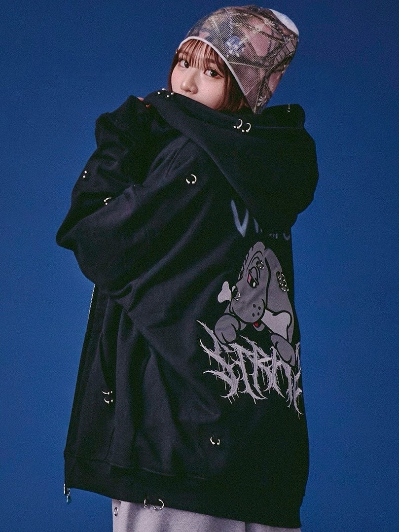 GALFY】バチバチピアスパーカー / 【ガルフィー】バチバチピアス