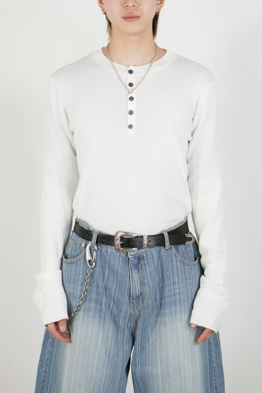 Chikashitsu +】henry neck long sleeve knit (4color) – PRESSING WEB