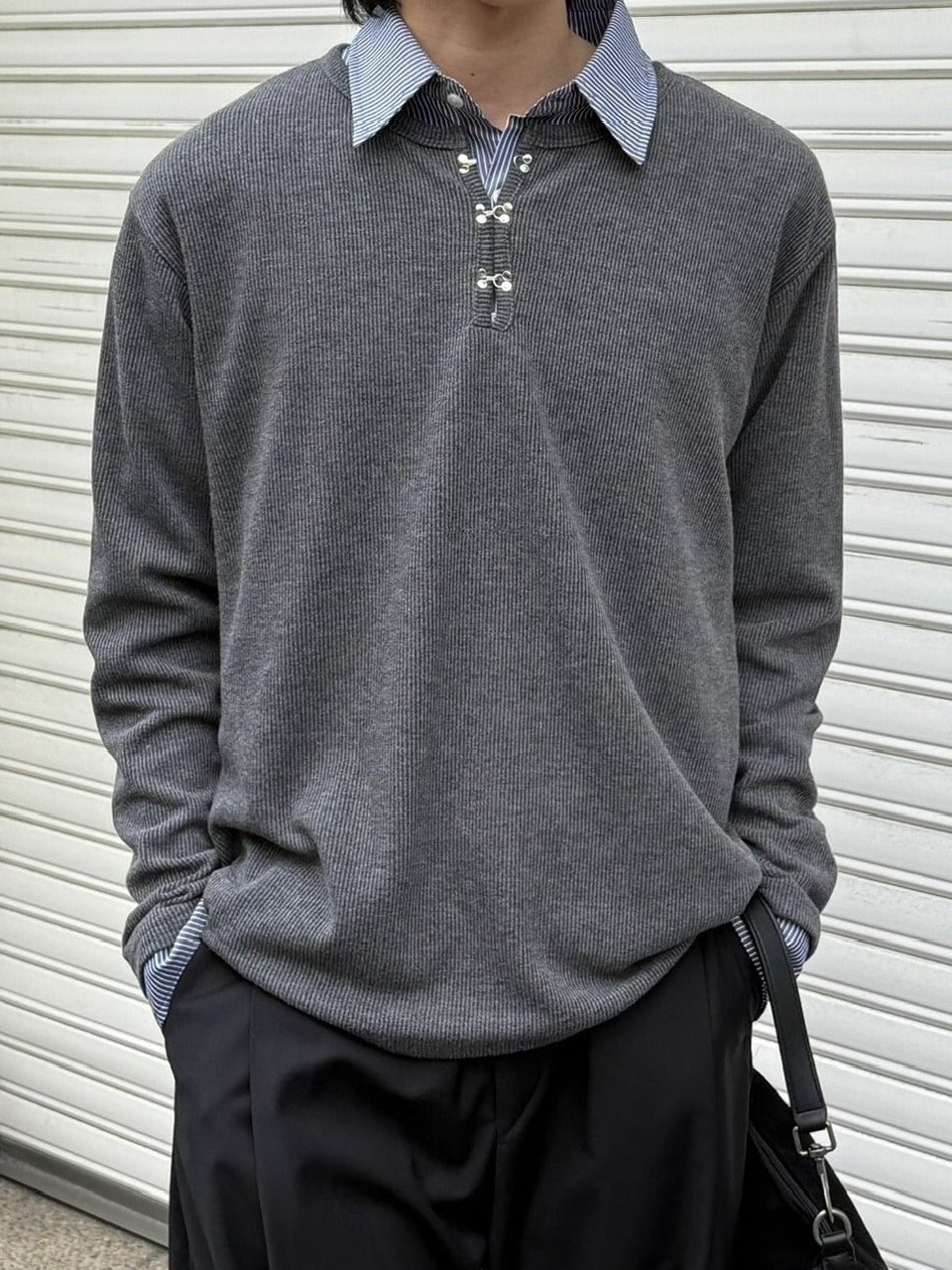 受注制【Chikashitsu +】front hook long sleeve knit