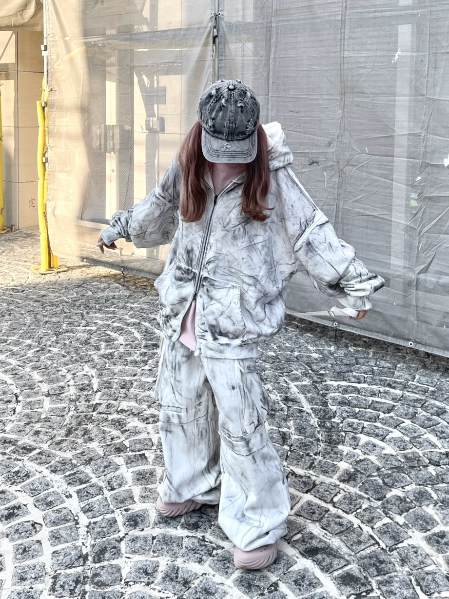 Never mind the XU】dirty washing zip up hoodie (2color) / 【ネバー