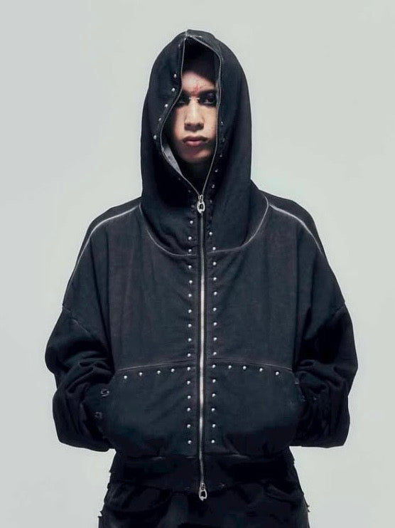 DIG YOUR OWN GRAVE】FULLZIP STUDDED HOODIE /【ディグユアオウン