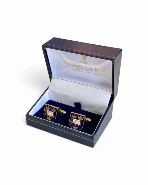 BENSON&CLEGG CUFFLINKS NAVY BASE CROWNS AND BOOKS – Re.muse