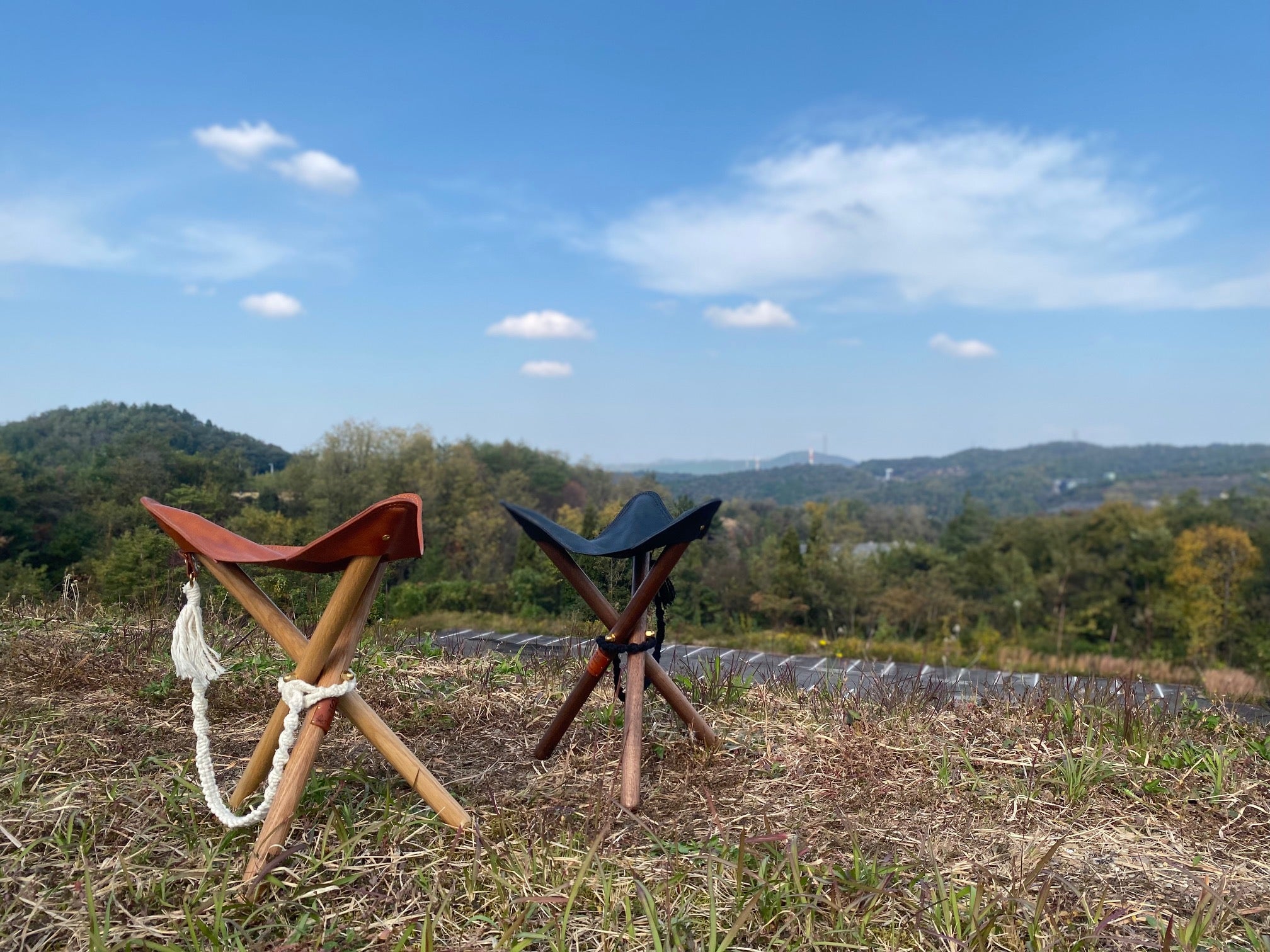 ハンティングチェア 革（ブラック・キャメル）