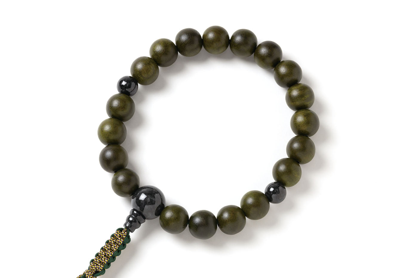 緑檀16ミリ19玉単念珠黒翡翠仕立 – 京念珠ぜにや