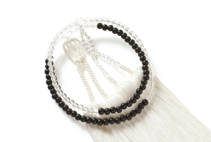 水晶・黒檀尺玉半装束念珠共仕立 浄土真宗 – 京念珠ぜにや