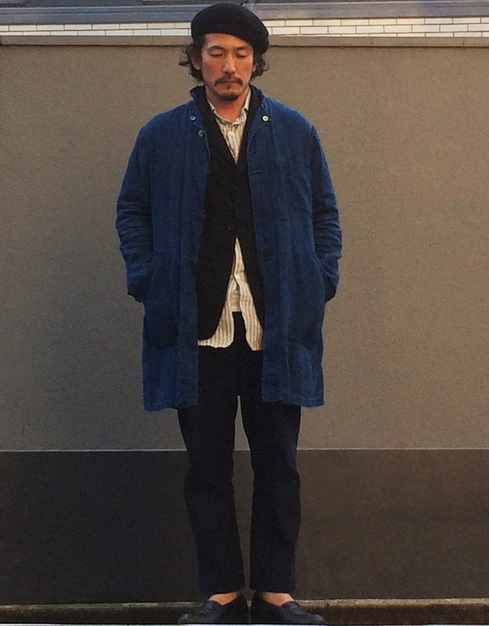 Django Atour / ANOTHERLINE / CLASSIC FRENCHWORK INDIGOLINEN COAT