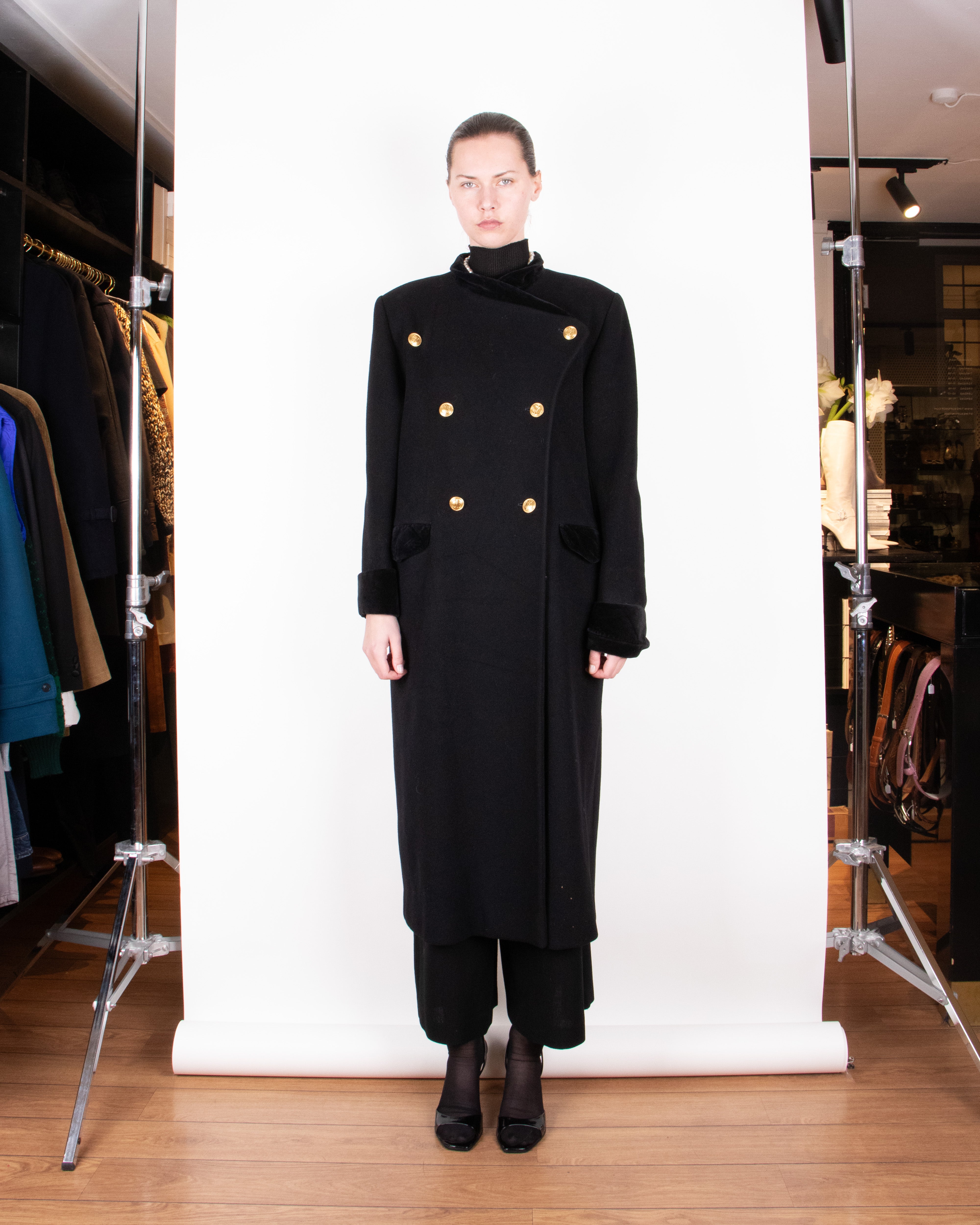 1980s Christian Dior Black Wool Military-Style Coat L – Time's Up