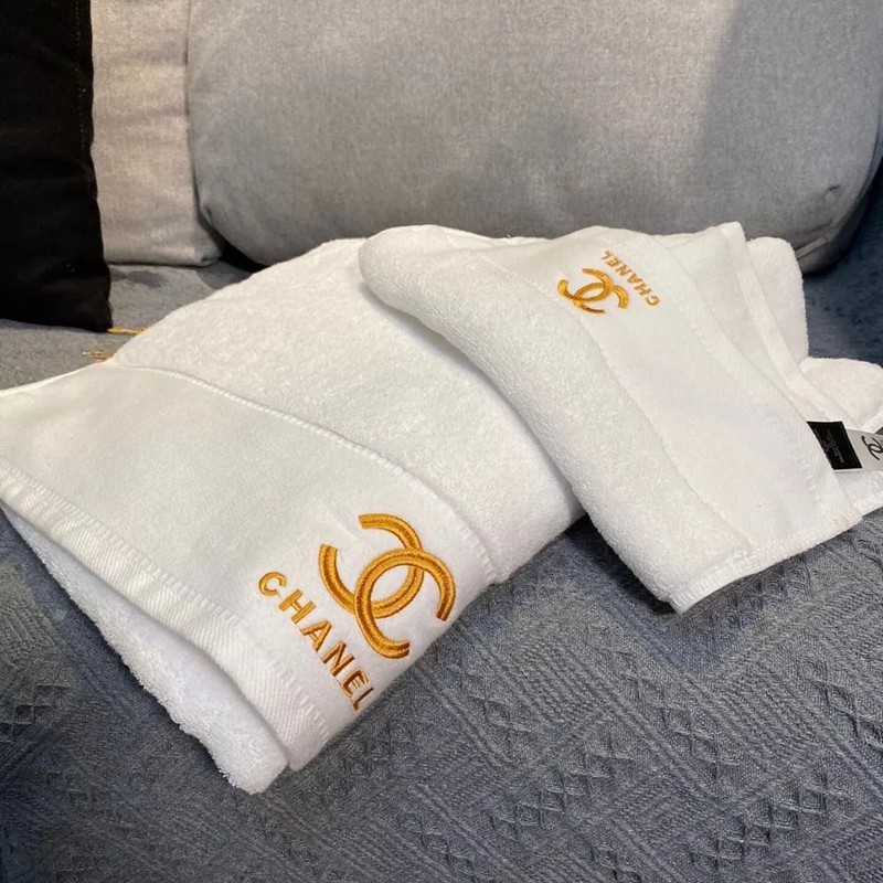 シャネル白ブルーフェイスタオルとバスタオル 2点セット 家庭用ホテル