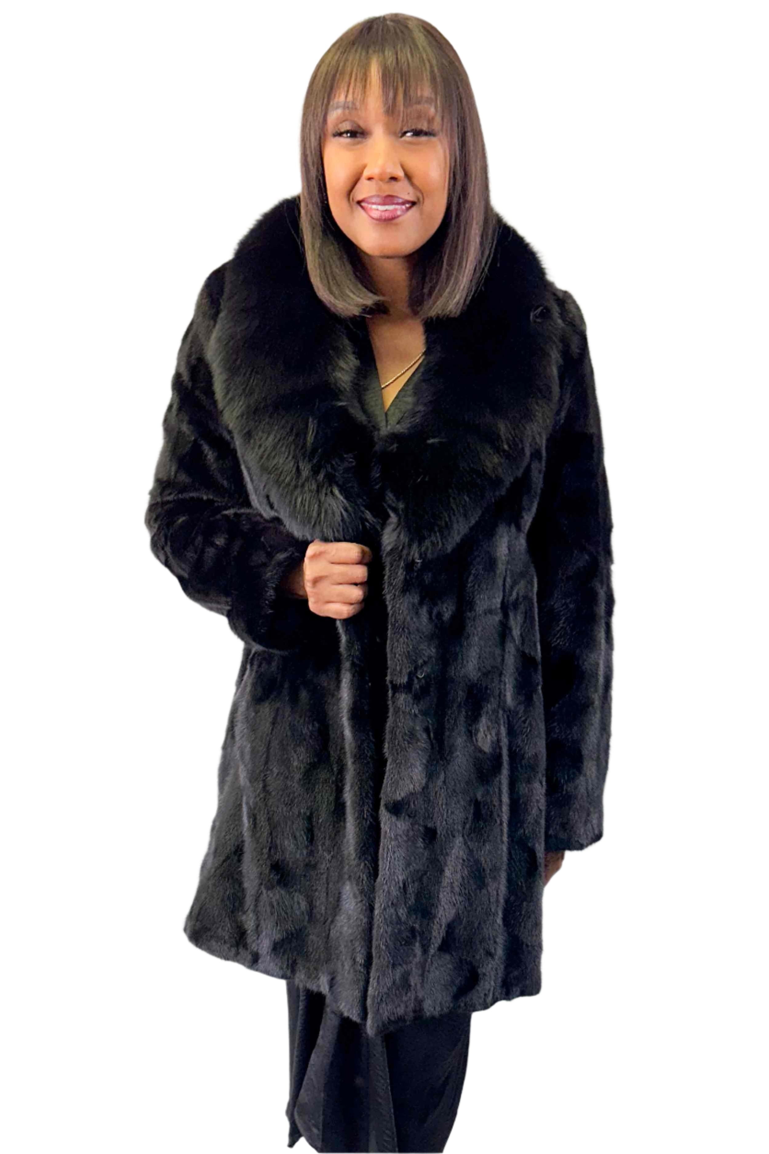 Sectioned Mink fur Stroller with Fox Fur Shawl Collar – Henig Furs